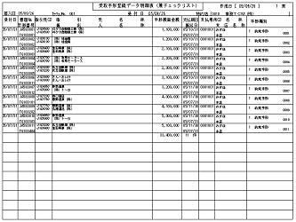 受取手形管理システム 受取手形データチェックリスト